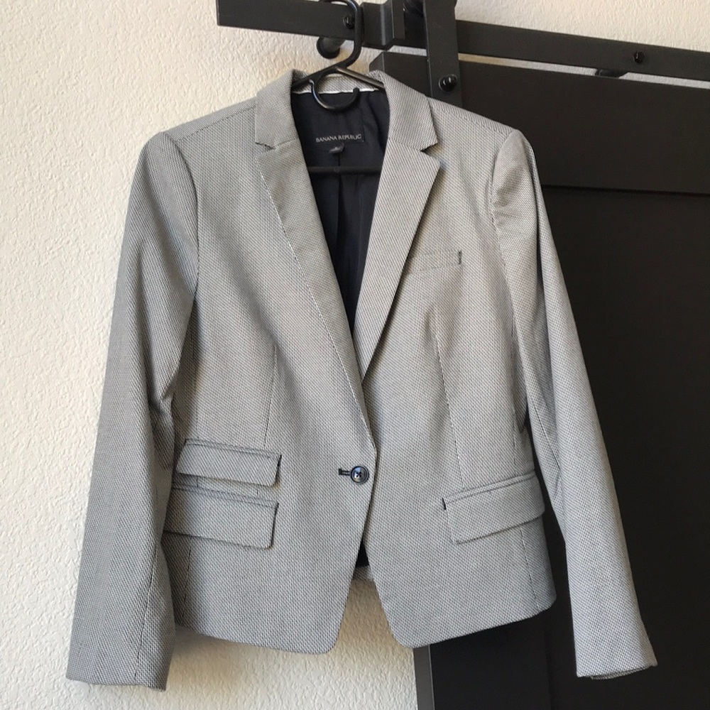 Banana Republic Black & White Lined Jacket SZ8 NWOT